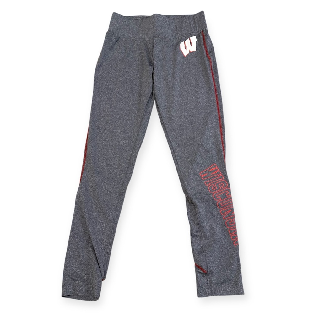 Wisconsin Badgers Collegiate Leggings Gray Athletic Pants Sporty Womens Small